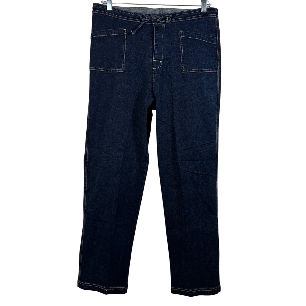 Fresh Produce Womens XL Dark Wash Stretch Denim Drawstring Straight Leg Pants